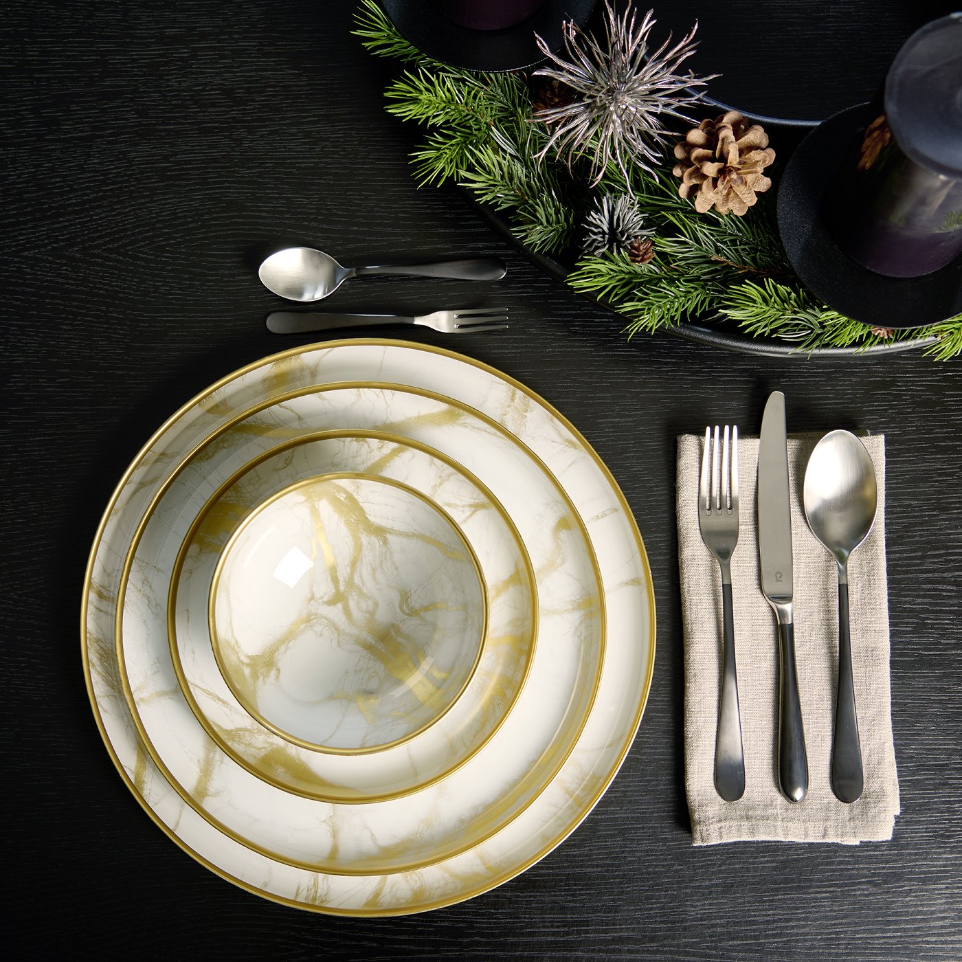 Achat Teller, elfenbein/gold