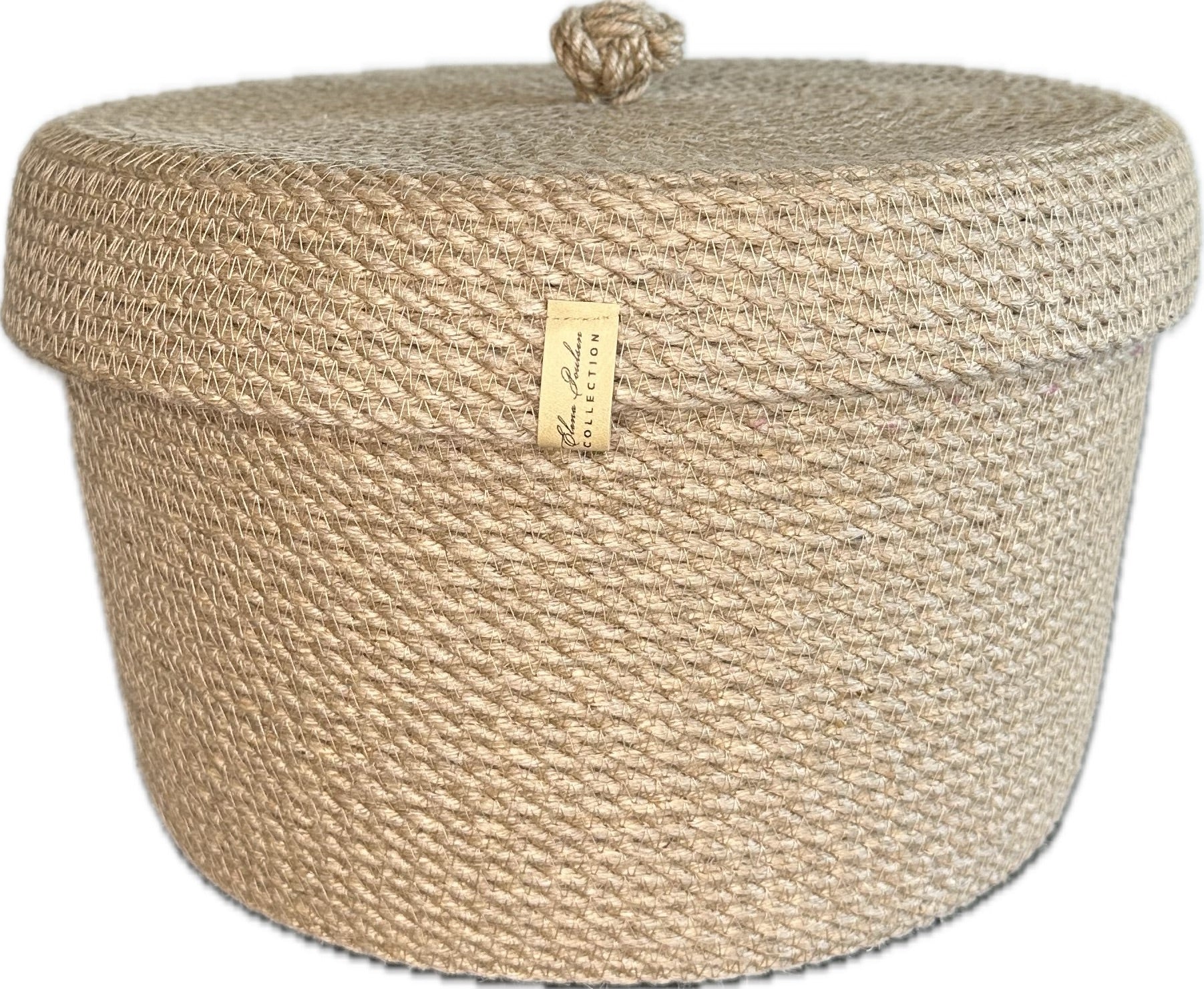 großer runder Jutekorb mit Deckel