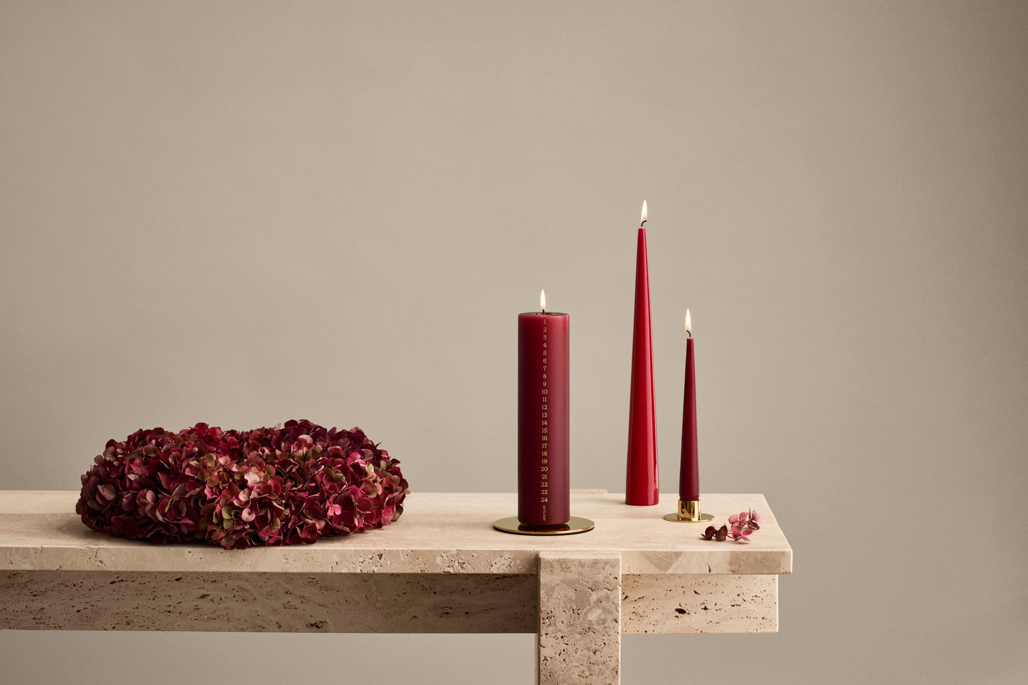 Kalenderkerze Block deep wine