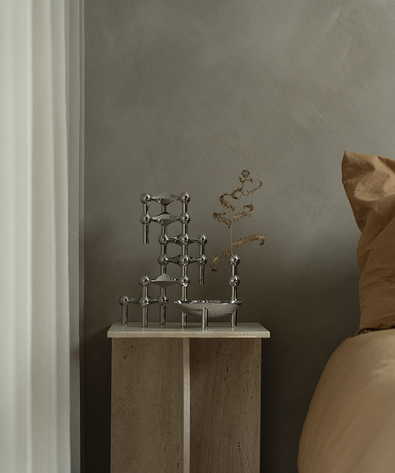 Stoff Nagel Vase chrom