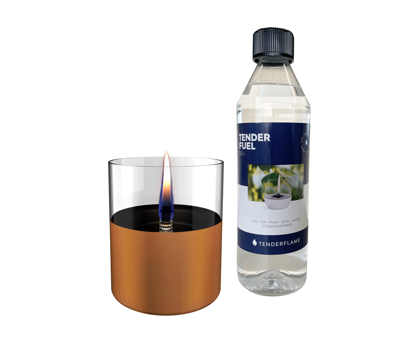 Tischfeuer Geschenkset Lilly 10 Copper + 0,5l Tenderfuel